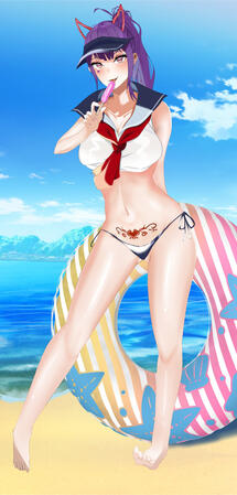 Akuma Nihmune at the beach